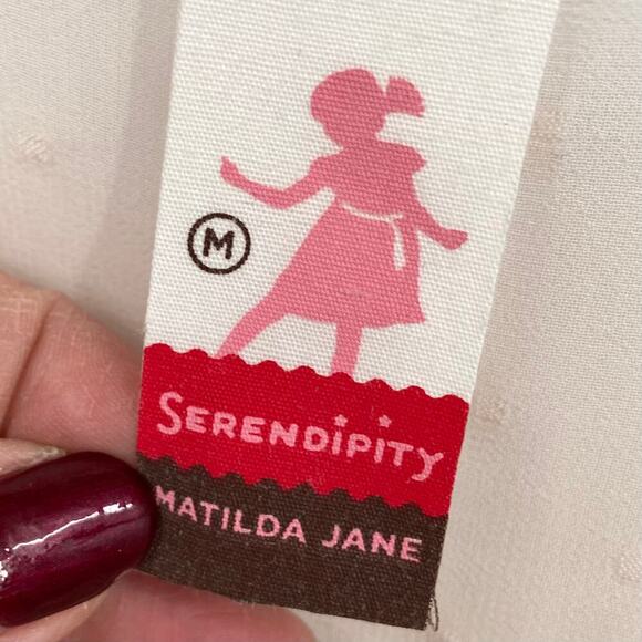 Matilda Jane Swiss Dot Blouse Size M Serendipity Sheer Textured Blush Cream - Picture 2 of 9